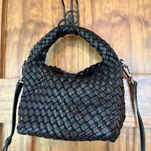 Woven Leather mini Bag - Black